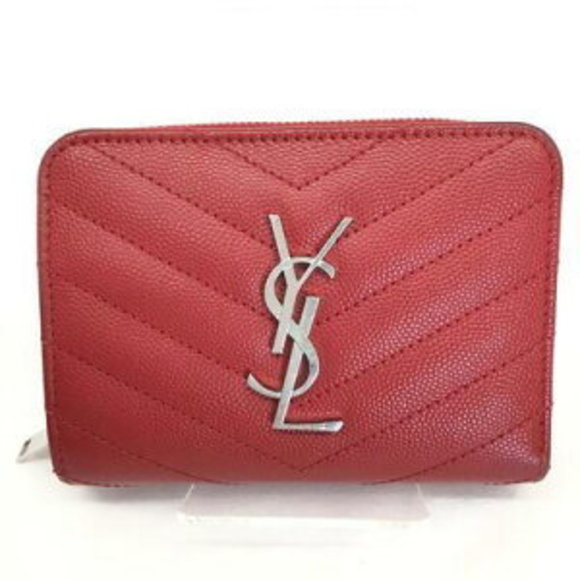SAINT LAURENT Wallet Leather Red - Picture 1 of 7